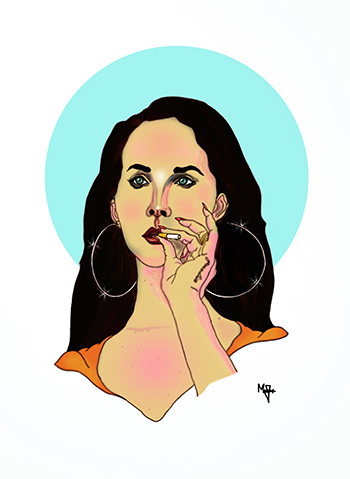 This art was inspired by singer-songwriter Elizabeth Woolridge Grant whose stage name is Lana Del Rey