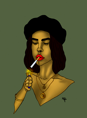 This art was inspired by an artsy girl lighting up her cigarette