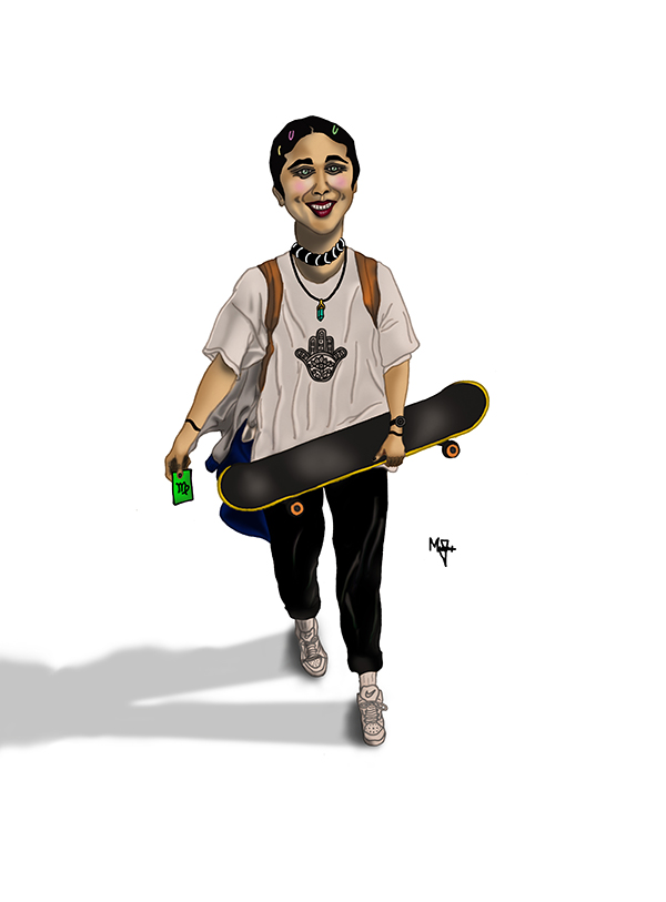 This art was inspired by a girl who skates