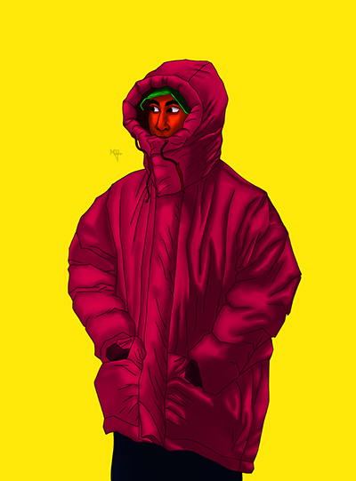 This art was inspired by a heavy warm winter jacket