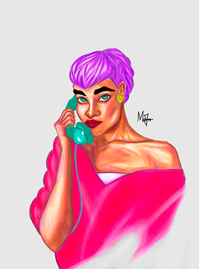 This art was inspired by a girl on phone